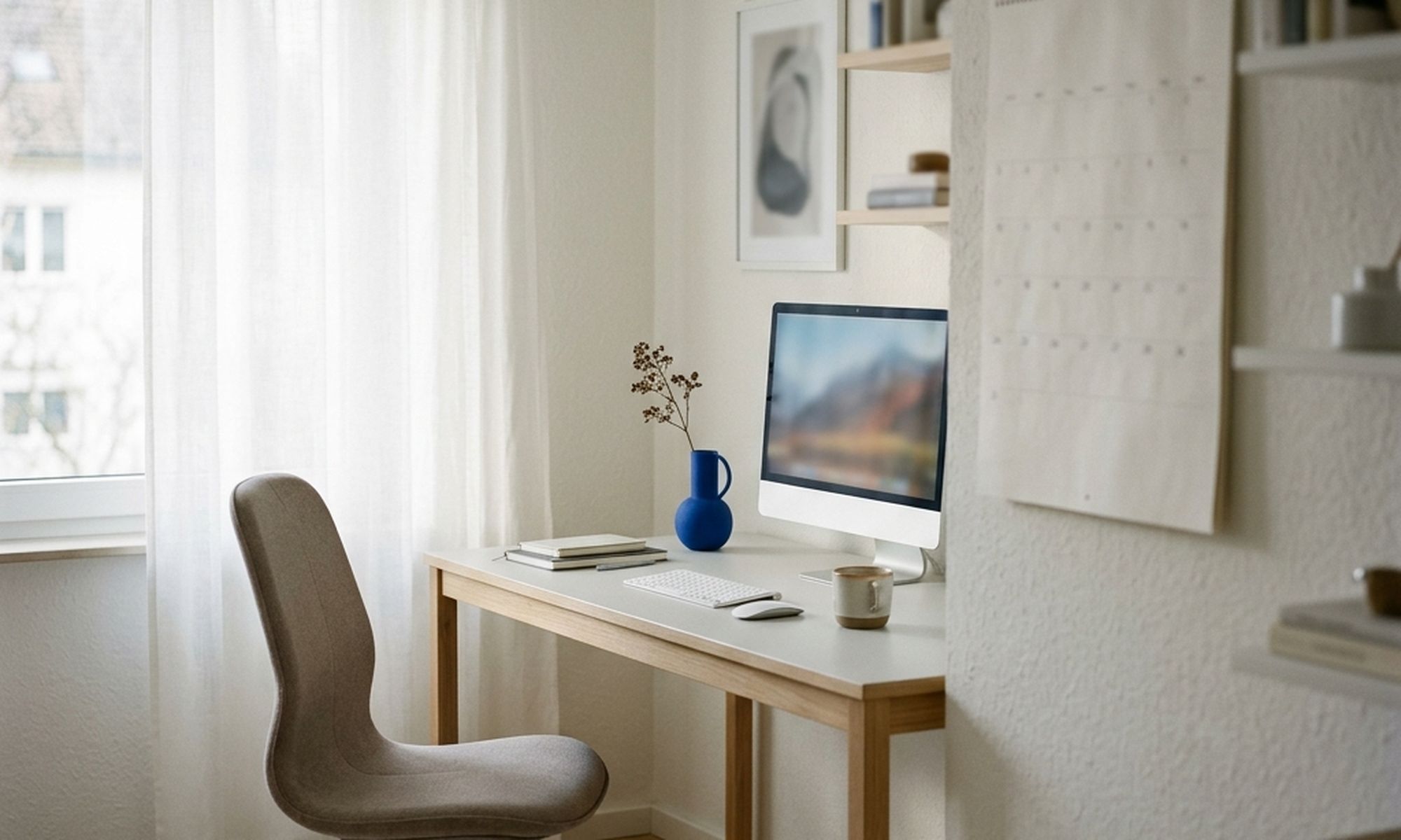 Bright home office corner with a clean desk